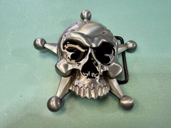 Creepy Skull Grinning Teeth Five Point Star Gothic Punk Cutout Belt Buckle
