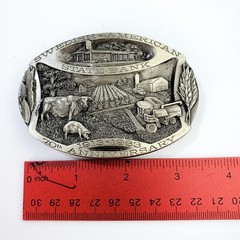 Siskiyou Farming Belt Buckle Swedish American State Bank 70th Anniversary