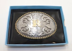 NEW NOCONA OVAL INITIAL BUCKLE R – ACC BUCKLE – 37072-R BOXED