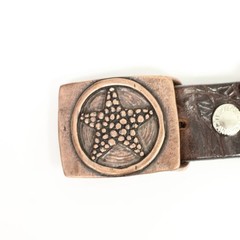 Rectangular Belt Buckle With Star Antique Copper Western Retro Metal