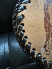 Vintage Hand Tooled Leather Horse Belt Buckle Western Oval Cowboy Foal Mare