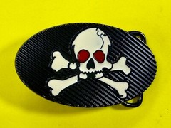 Creepy Red Eyes Skull Crossbones Halloween Gothic Punk Vibe Enameled Belt Buckle