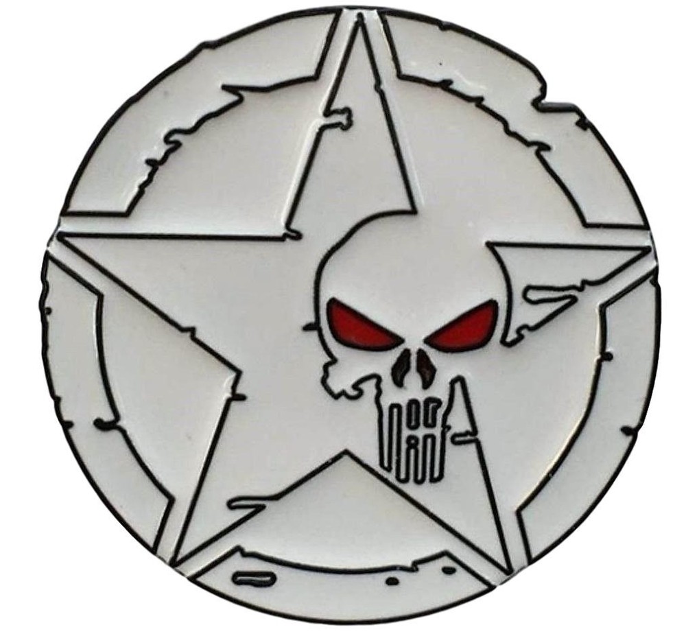 Comic Book Skull Logo Black and White Star Design Metal/Enamel Belt Buckle