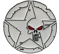 Comic Book Skull Logo Black and White Star Design Metal/Enamel Belt Buckle