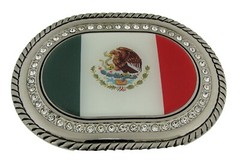 Mexico Flag Belt Buckle Mexican National Day Gift Soccer Team Silver Iced Style