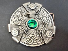 Celtics Knot with Centered Green Stone Gothic Punk 2005 Bergamot Belt Buckle