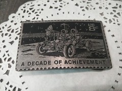 A Decade of Achievement Belt Buckle NASA Moon Rover Solid Pewter DORY 10801 -NOS