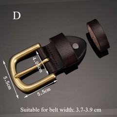 1x Replacement Brass Belt Buckle Single Prong with Strap Classic Black Retro New