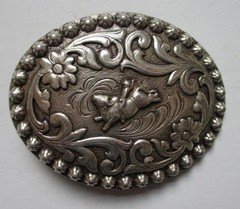 Vintage Cowboy Bucking Bull Silver Toned Rodeo Belt Buckle (3&Prime; X 2 3/8&Prime;) 40184A