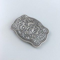 Vintage Silver Plated Southwest Flower Pattern Belt Buckle Boucle de Ceinture
