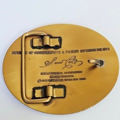 70&rsquo;s Colt Firearms Belt Buckle Signed Brass Tone Rampant Colt Horse Logo Western