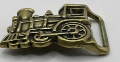VINTAGE Solid Brass Train Belt Buckle Locomotive Engine Steam