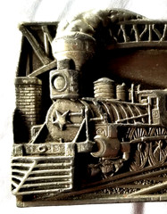U.S. Mail 1983 Star Locomotive Steam Train Pewter Belt Buckle VTG Bergamot