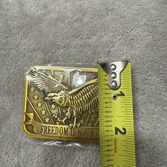 « Freedom Is Not Free » Brass Belt Buckle Eagle Stars 2014 Sponsor USA New