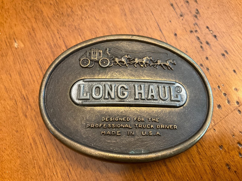 Vintage Long Haul Belt Buckle for Professional Truckers Made in U.S.A.