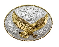 Eagle Belt Buckle New Men Gold Engraved Silver Metal Western Style Cowboy Rodeo