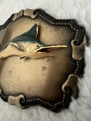 VTG 1979 RAINTREE MARLIN FISH BELT BUCKLE (3 1/2&Prime; X 2 3/4&Prime;)