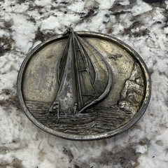 Vintage 1983 Bergamot Brass Works Sailing Ship Belt Buckle V-146