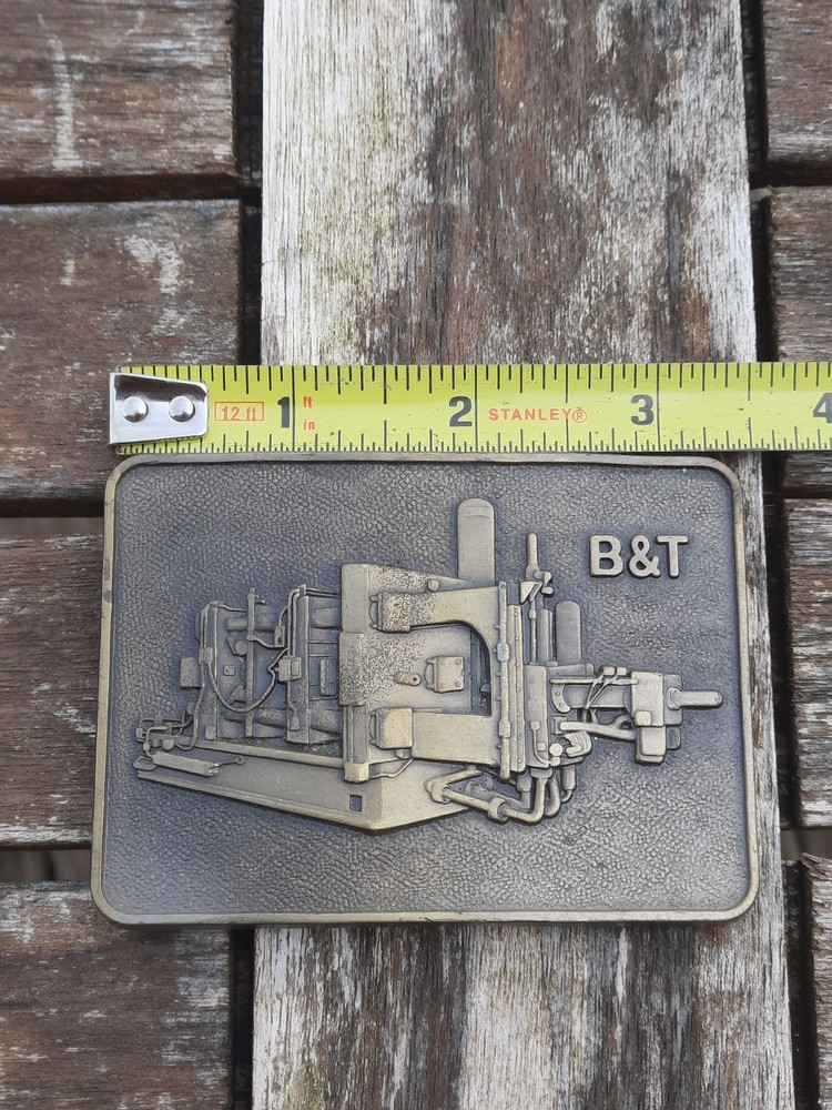 Vtg B&T Rectangular Belt Buckle Brass Stamp Cold Chamber Die Casting Machine