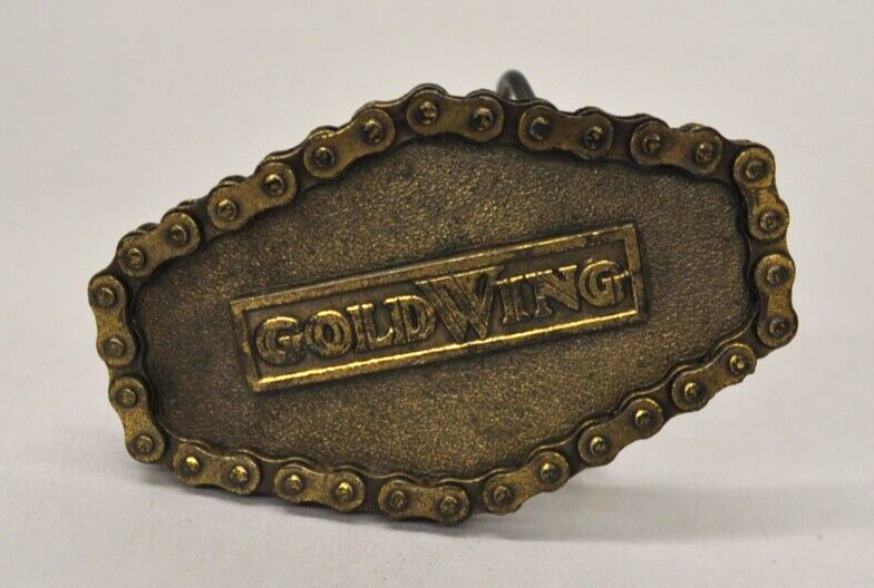 VTG Brass GoldWing Belt Buckle 1976 Great American Buckle Co Motorcycle Chain