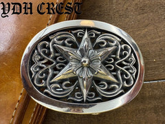 Gothic Star Belt Buckle Silver Tone Ornate Oval Biker 2.4oz【DDKRO】