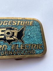 VTG Bridgestone DynaBuckle Eastern Electric 1991 Turnaround Brass Belt Buckle