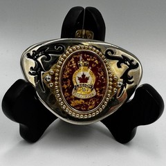 Royal Canadian Legion Past President Belt Buckle Maple Leaf Crown Silver Gold