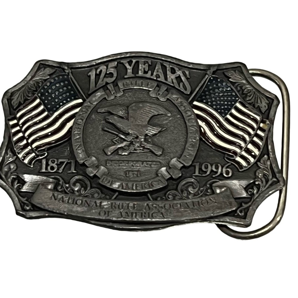 NRA belt buckle National Rifle Association vintage 125 years 1996 Made in USA