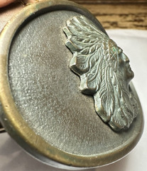 INDIAN CHIEF Belt Buckle BRASS Native American Made in USA Western Vintage VTG
