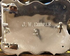 $8K JW Cooper / Comstock Heritage Hand Carved Jet Stone Cross-Skull Belt Buckle