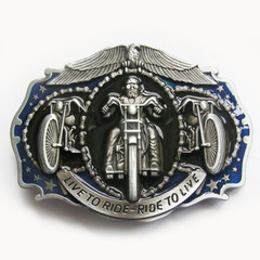 Western Men‘s Zinc alloy Leather Belt Buckle Plated Biker Rider shape Pattern