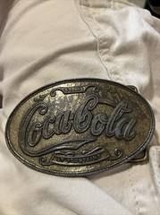 VINTAGE ***COCA-COLA*** 5 CENTS AT FOUNTAINS OVAL ADV. BELT BUCKLE