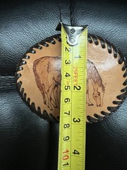 Vintage Hand Tooled Leather Horse Belt Buckle Western Oval Cowboy Foal Mare