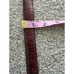 Vintage Brighton Brown Faux Croc Leather Textured Belt Gold Buckle Size 38 USA