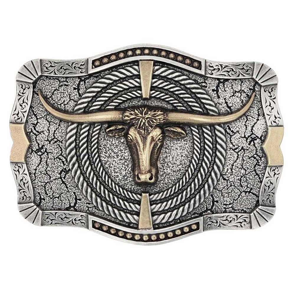 Montana Silversmiths Attitude Ropin&rsquo; Ready Longhorn Western Belt Buckle