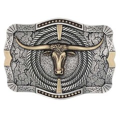 Montana Silversmiths Attitude Ropin&rsquo; Ready Longhorn Western Belt Buckle