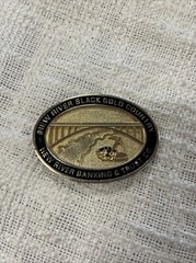 1981 New River Banking And Trust Company Blank Gold Toned Country Belt Buckle