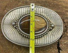 Vintage 1960’s Cat Eye Nickel Silver Oval Belt Buckle