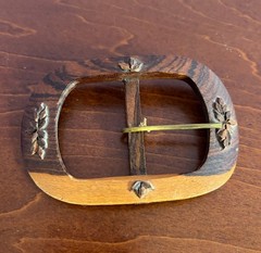 Vintage Hand Carved Wood Belt Buckle Belt Unisex Hippie Dude Chick