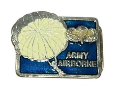 Army Airborne Belt Buckle Blue Enameled Parachute Military Mens 3&Prime;