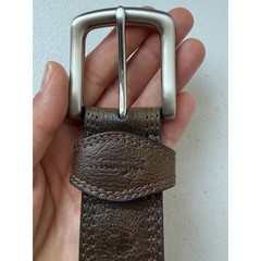 Wrangler Dark Brown American Bison Leather Belt • Silver Buckle Size 38