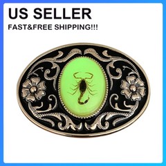 Belt Buckle Men Luminous 3D Scorpion Western Cowboy Belt Buckle for Unisex US