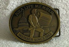 NRA Life Member Since 1983 Brass Belt Buckle National Rifle Association