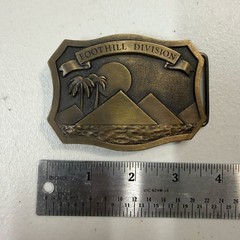 Vintage Spec-Cast Foothill Division Brass Belt Buckle Pyramids Palm Trees Iowa