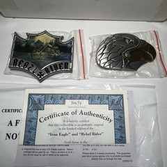 Biker Ride Hard Pewter Belt Buckle Set – Iron Eagle & Rebel Rider COA Motorcycle