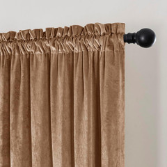 Amber Beige Crushed Velvet Curtains with Rod Pocket Luxurious Thermal Insulation