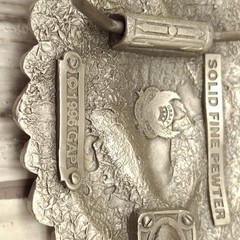 Vtg Great American Products Belt Buckle Pewter Wolf Enamel Oval Western 90s GAP