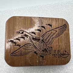 Vintage 1977 Lasercraft Laser Engraved V Formation Geese Duck Theme Belt Buckle