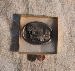 Vintage Metal Belt Buckle, Demag, Crane, Heavy Lifting, Boom Truck, Construction
