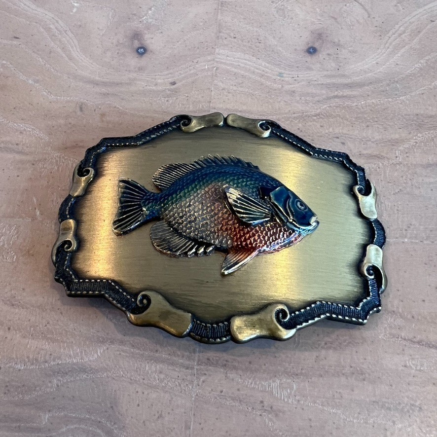 Vintage Bluegill Belt Buckle Fish Fisherman Fishing Panfish Outdoor 1970s